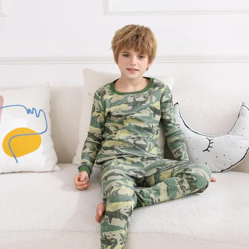 Miniatura 3 de V.&GRIN Conjunto de pijama de manga larga para niños, ropa de dormir de algodón para niños de 2 a 12 años
