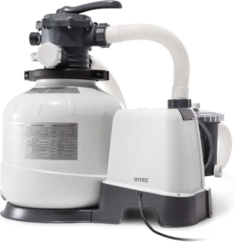 Miniatura 12 de INTEX Bomba de filtro de arena transparente Krystal de 1,500 GPH para piscinas sobre el suelo, bomba de piscina con temporizador automático