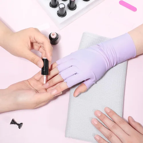 Miniatura 4 de Guantes UV para lámpara de uñas de gel, 6 piezas (3 pares) guantes anti UV para lámpara de uñas de gel, guante de protección para manicuras, guantes