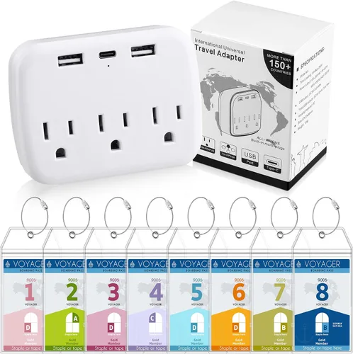 Kit de accesorios para cruceros, 8 unidades, portaetiquetas de equipaje, regleta de alimentación de crucero, sin protector de sobretensiones para