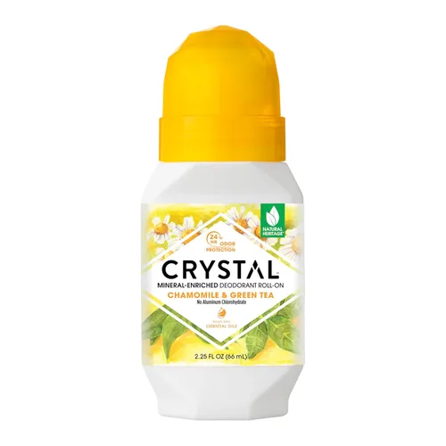 Desodorante Roll-On Mineral Vegano para Mujeres y Hombres, Manzanilla y Té Verde - 2.25 fl. oz. (El embalaje puede variar)