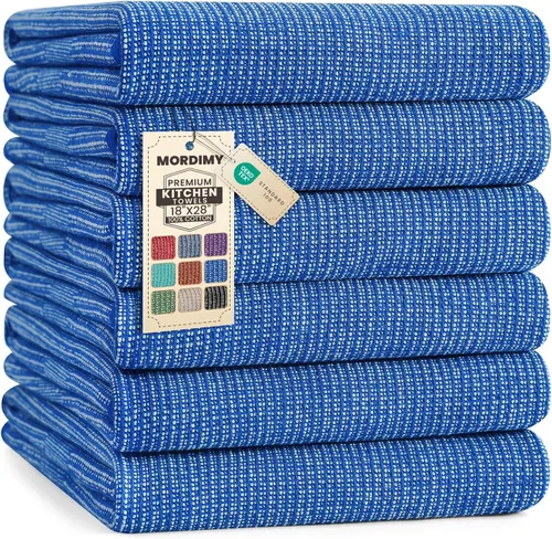 Miniatura 24 de Mordimy Paquete de 6 paños de cocina de alta calidad (18 x 28 pulgadas, negro), toalla de mano grande de algodón, paños planos y de rizo para secar