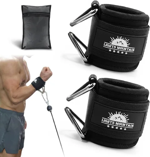 Miniatura 14 de Puños ajustables para muñeca de neopreno con correas acolchadas para equipos de entrenamiento de fuerza con máquinas de cable