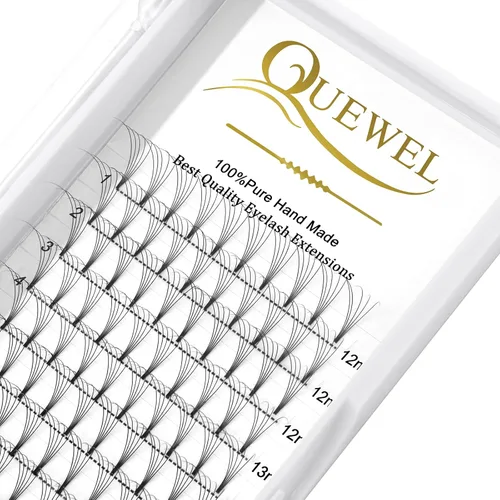 Miniatura 44 de QUEWEL Extensiones de pestañas postizas en abanico 3D 0.004 in D, mezcla de 0.43-0.59 pulgadas, tallo corto 3D 4D 5D 6D 8D 0.07/0.004 in C/D
