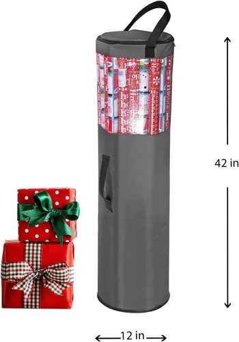 Miniatura 6 de Bolsa de almacenamiento de papel de regalo, organizador de papel de regalo debajo de la cama para almacenar múltiples rollos de papel de regalo, Gris
