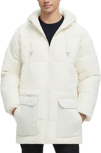 Miniatura 12 de Abrigo largo de invierno con capucha para hombre, chaqueta acolchada cálida resistente al agua para clima frío, parka