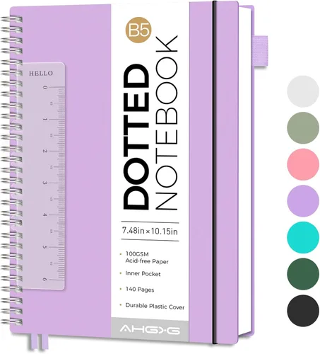 Miniatura 12 de AHGXG Diario de puntos, cuaderno en espiral de cuadrícula de puntos de 8.5 x 11 pulgadas, cuaderno de puntos grande A4, papel grueso de 3.53 oz/m²