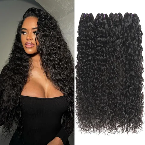 Miniatura 16 de Beauty Queen 16A Paquetes de Cabello Crudo Ondas de Agua 14 16 18 Pulgadas 3 Paquetes 100% Cabello Virgen Brasileño Sin Procesar Paquetes Tejidos