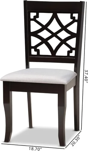 Miniatura 3 de Baxton Studio Mael - Juego de 2 sillas de comedor y sillas de comedor tapizadas de tela gris y acabado marrón oscuro de madera