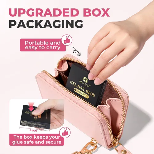 Miniatura 3 de UNA GELLA Pegamento de uñas súper fuerte de 0.07 onzas líquidas x 5 piezas para uñas a presión, puntas de uñas y uñas postizas transparentes, mini