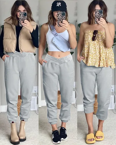 Miniatura 6 de Pantalones deportivos casuales para mujer, pantalones cruzados en V, cintura alta, holgados, pantalones para descansar
