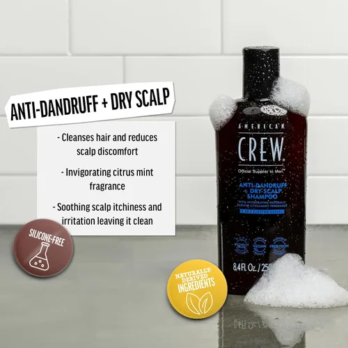 Miniatura 2 de American Crew Champú anticaspa + cuero cabelludo seco para hombres, regalo de cuidado del cabello para él, aroma a menta cítrica, 8.4 onzas líquidas
