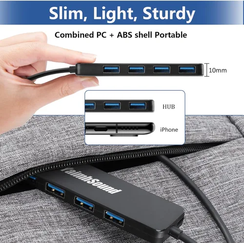 Miniatura 6 de Hub USB 3.0 de 4 puertos, divisor USB T-Sound para laptop, adaptador de teclado y mouse PS4 para Dell, Asus, HP, MacBook Air, Surface Pro, Acer
