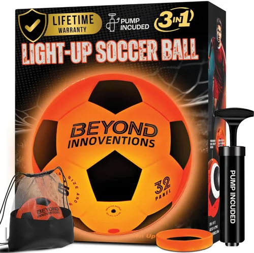 Balón de fútbol iluminado, regalos de fútbol para niños y niñas de 8 a 15 años de edad, que brilla en la oscuridad, talla 5 | Ideas geniales de