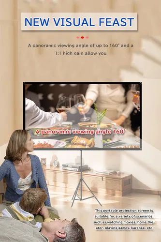 Miniatura 2 de Pantalla de proyector con soporte para exteriores de 60 pulgadas, 4K HD de 1.5, pantalla de película resistente a las arrugas, ángulo de visión