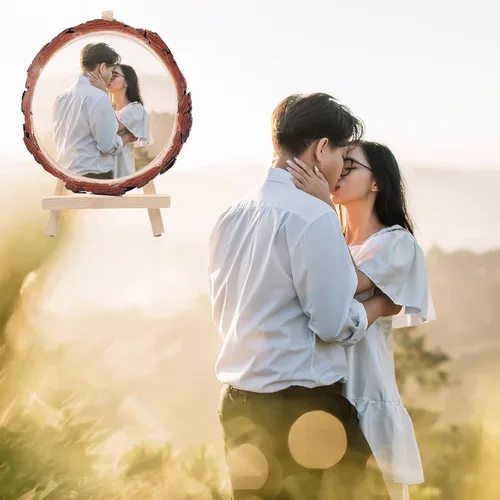 Miniatura 6 de Marco de fotos personalizado, impresión de fotos personalizada en rodajas de madera, artesanía de madera con soporte, regalos de fotos