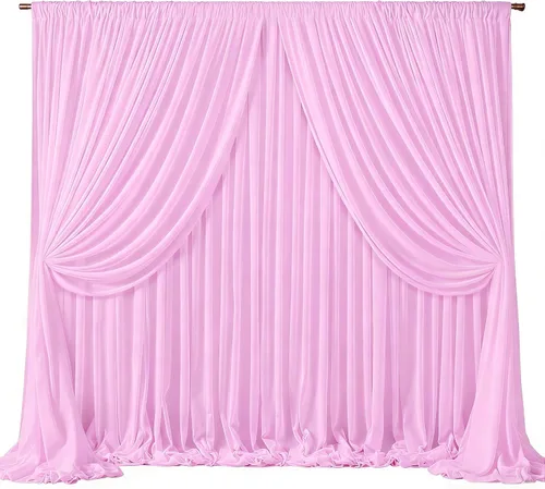 Miniatura 59 de Cortinas de fondo azul bebé de 10 pies x 10 pies, tela de gasa chiffon transparente sin arrugas, tela de fondo fotográfico drapeada para arco