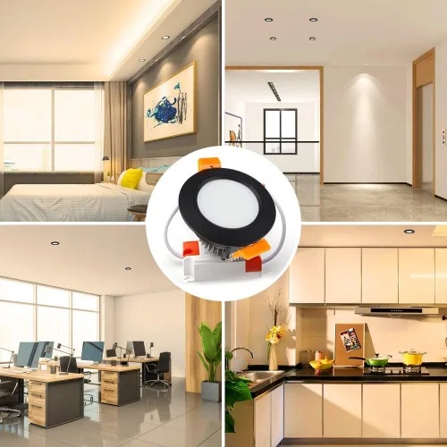 Miniatura 6 de LEDLightsWorld Iluminación empotrable LED de 2 pulgadas, regulable, downlight, 3 W (equivalente a 35 W), luz blanca cálida de 3000 K, luz LED Negro