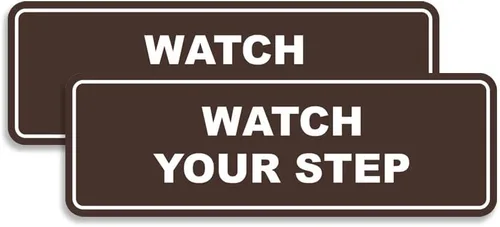 Miniatura 35 de Signs ByLITA Letrero estándar para pared o puerta con texto en inglés «Watch Your Step», señalización de salud y seguridad (negro), mediano