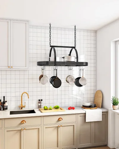 Miniatura 3 de CHOEZON Estante para ollas colgante, colgador de ollas para la cocina, soporte para ollas montado en el techo, organizador de utensilios de cocina