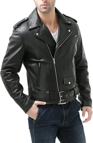 Miniatura 2 de BGSD Chaqueta clásica de cuero de vaca para hombre (también disponible en tallas grandes y altas)
