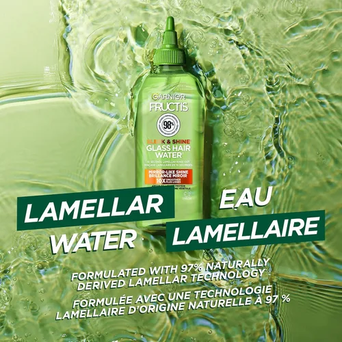 Miniatura 6 de Garnier Fructis Sleek & Shine - Agua de vidrio para el cabello, enjuague laminar, 10 segundos, aceite de argán, 6.0 onzas líquidas, 1 unidad