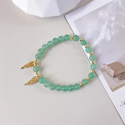 Miniatura 2 de EDEN'S CALL Pulsera de cuentas de cristal curativo con alas de ángel, pulsera elástica con cuentas de cuarzo para mujer