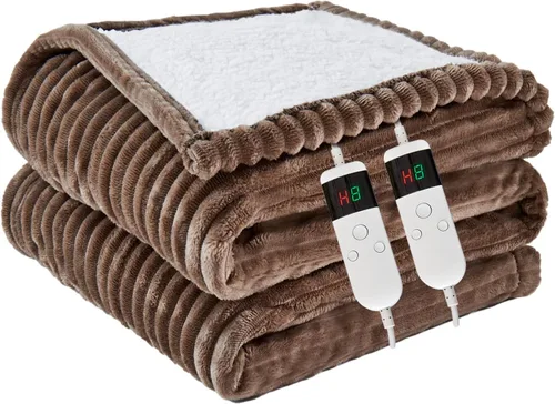 Miniatura 20 de Manta térmica portátil con mangas y bolsillo para el pie, manta térmica de calentamiento rápido con 10 ajustes de calor apagado automático