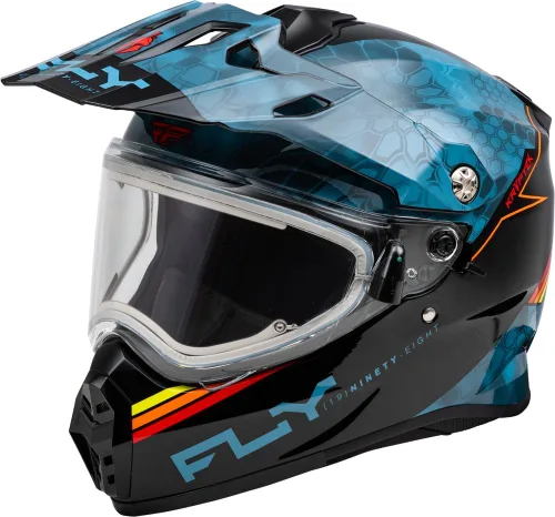 Miniatura 12 de Fly Racing Trekker Cold Weather MX ATV Off-Road Motorcycle Helmet Pizarra/Negro/Rojo (Dual Shield)