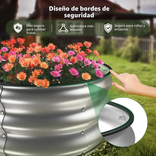 Miniatura 2 de Winpull Kit de cama de jardín elevada, maceta galvanizada de 4 x 2 x 1 pies para exteriores con bordes de seguridad, camas elevadas de metal grandes