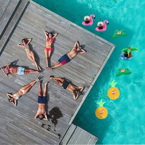 Miniatura 5 de Soportes de bebidas flotantes para piscina, inflables para bebidas, posavasos con mini bomba de aire 12 Paquete-2