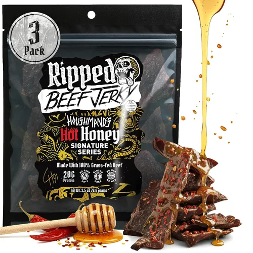 Carne seca rasgada – 100% carne de res alimentada con hierba, 0.71 onzas de proteína, ingredientes reales, sin gluten, sin MSG, fabricado en Estados