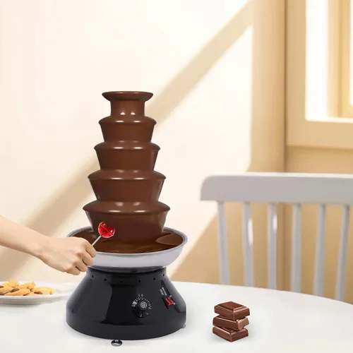 Miniatura 3 de Fuente de chocolate de 5 niveles para fiesta, máquina de fuente de fondue de chocolate comercial de 7 libras con temperatura ajustable (86-230 °F)