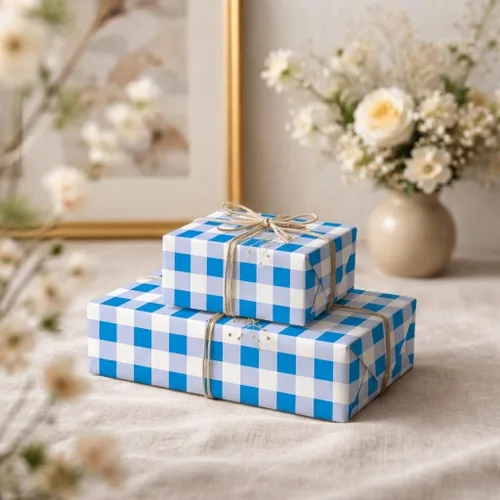 Miniatura 7 de Burymento Papel de regalo de tablero de ajedrez azul, papel de regalo para cumpleaños, baby shower, San Valentín, día de la madre, graduación, boda