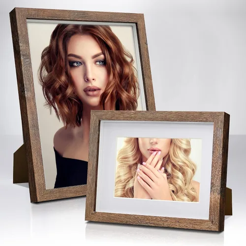 Miniatura 7 de Marco Shadow Box, juego de 4 portarretratos para pared, marcos de fotos rústicos de madera de granja con vidrio templado para galería de pared