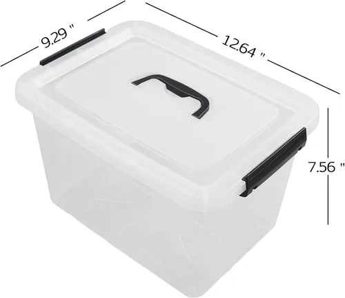 Miniatura 3 de Sandmovie Caja de almacenamiento de plástico transparente de 12 cuartos de galón, 6 paquetes