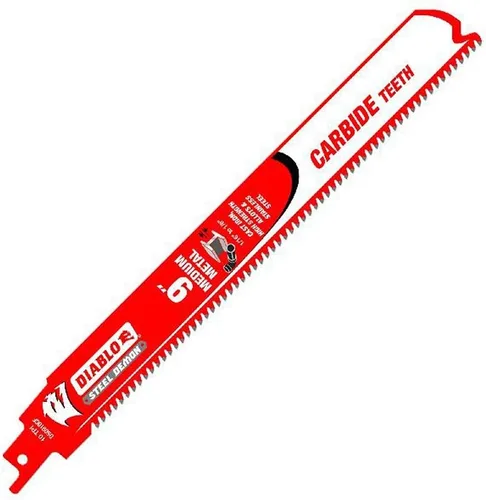 Diablo DS0910CF3 - Hojas de sierra recíproca de dientes de carburo de acero para metal mediano, diseño de diente de carburo, 9 pulgadas de longitud,
