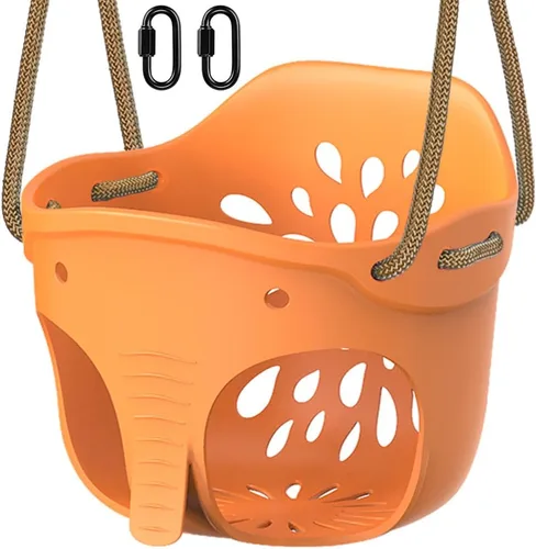 Miniatura 17 de SELEWARE Asiento de Columpio de Madera Colgante para Árbol para Niños, 100% Poliéster Cuerda Resistente a la Intemperie Estructura de Tubería