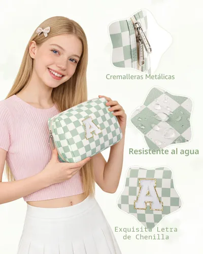 Miniatura 4 de Narwey Bolsa de maquillaje con inicial, regalos de graduación para adolescentes, niñas, niños y adolescentes, cosas de moda de 6 a 18 años, bolsa