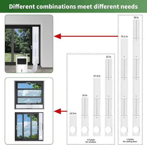 Miniatura 3 de Kit de ventilación portátil para puerta corredera de aire acondicionado con filtro de acoplador 4 en 1, ventilación de CA de puerta corredera