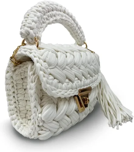 Miniatura 7 de CHQEL Bolso de noche tipo clutch para mujer, bolso de fiesta de boda hecho a mano con crochet, pequeño bolso cruzado formal con solapa para la noche