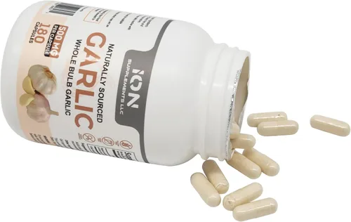 Miniatura 4 de Suplementos iónicos Cápsulas de ajo de bulbo entero orgánico a base de hierbas 500 mg por tapa, 180 cápsulas Sin rellenos ni agentes de flujo