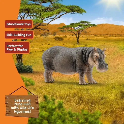 Miniatura 6 de Schleich Wild Life - Figura de hipopótamo realista y detallada, juguete para jugar y educar, altamente duradera y detallada, para niños y niñas