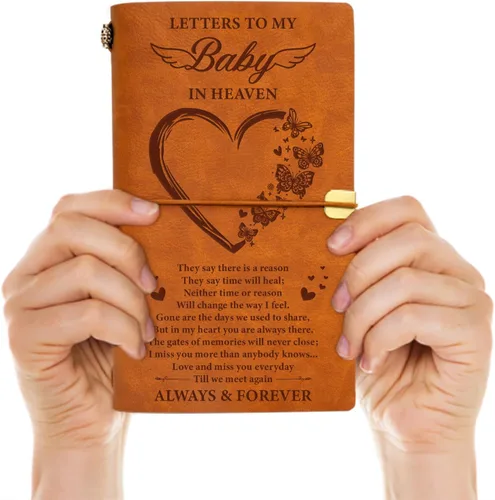 Miniatura 8 de Vetbuosa Libro de cartas para bebé en Navidad en el cielo, libro de cuero, regalos de condolencia por pérdida de bebé, duelo por pérdida de bebé