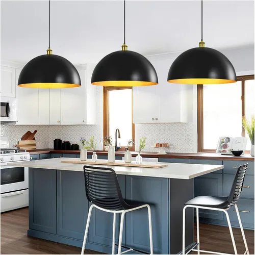 Miniatura 19 de Lámpara Colgante de Granja Negra Accesorios de Lámpara Colgante - Luces Colgantes de Isla de Cocina de 16 pulgadas Luces Colgantes Industriales