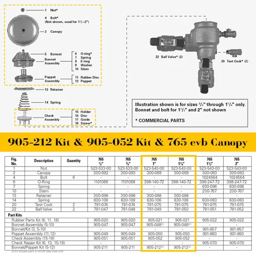 Miniatura 6 de Kit de repuesto para 765-1, 905-212 kit de reparación de capó de paleta, reemplaza la pieza # 905-212 905212, apto para 765 interruptores de vacío