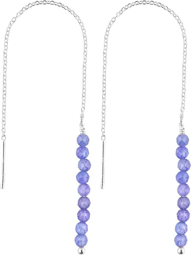 Miniatura 18 de Aretes delicados de piedra auténtica, piedras preciosas tanzanita, joyería minimalista, aretes colgantes, chapados en plata, piedras natales