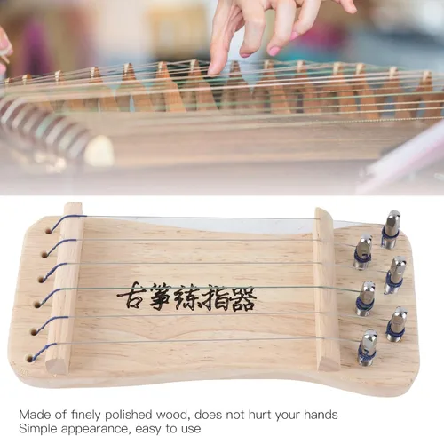 Miniatura 5 de Guzheng Entrenador de dedos Guzheng Código Fortalecedor Ejercicio de Madera Protable 6 Cuerdas Mini Guzheng Herramienta de práctica de dedos
