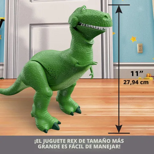 Miniatura 5 de Mattel Disney y Pixar Toy Story Figura de Acción de Dinosaurio que Habla con Brazos Movibles, Risas Rugientes Rex Dino Toy, T Rex de 10.8 Pulgadas