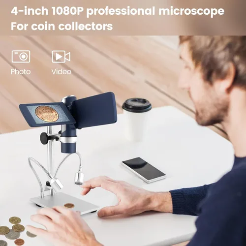 Miniatura 6 de Andonstar AD203S Microscopio Digital HDMI para Monedas con Errores con Soporte de Metal, Kit de Microscopio USB Portátil de Mano para Niños